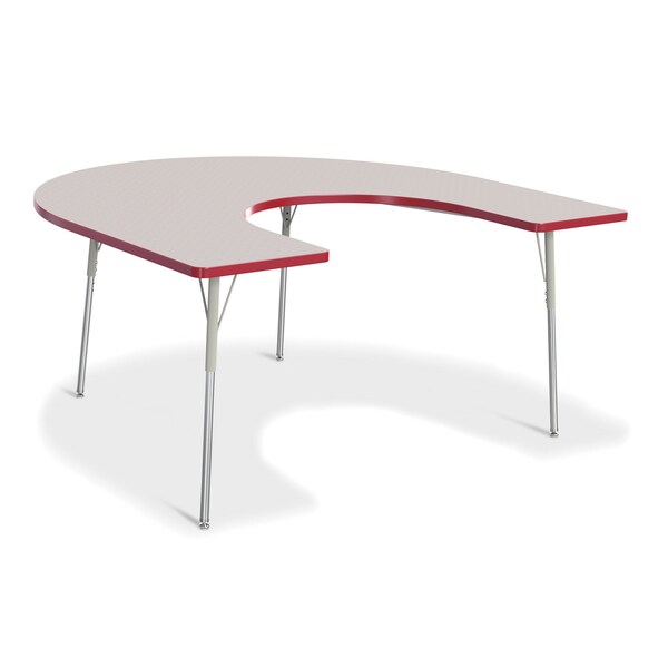 Berries Horseshoe Activity Table, 66 in. x 60 in., A-height, Freckled Gray/Red/Gray